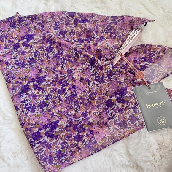 House of CB Bikini Beach Cover up Multi-Use Scarf - Violet Floral - Picture 6 of 7